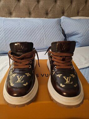 LV Monogram Brown Platform High Top Sneakers